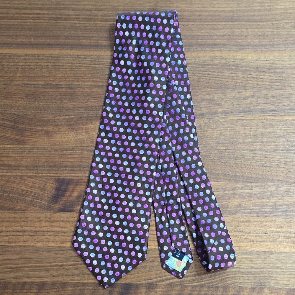Ted Baker Brown Tie with Pink and White Dots